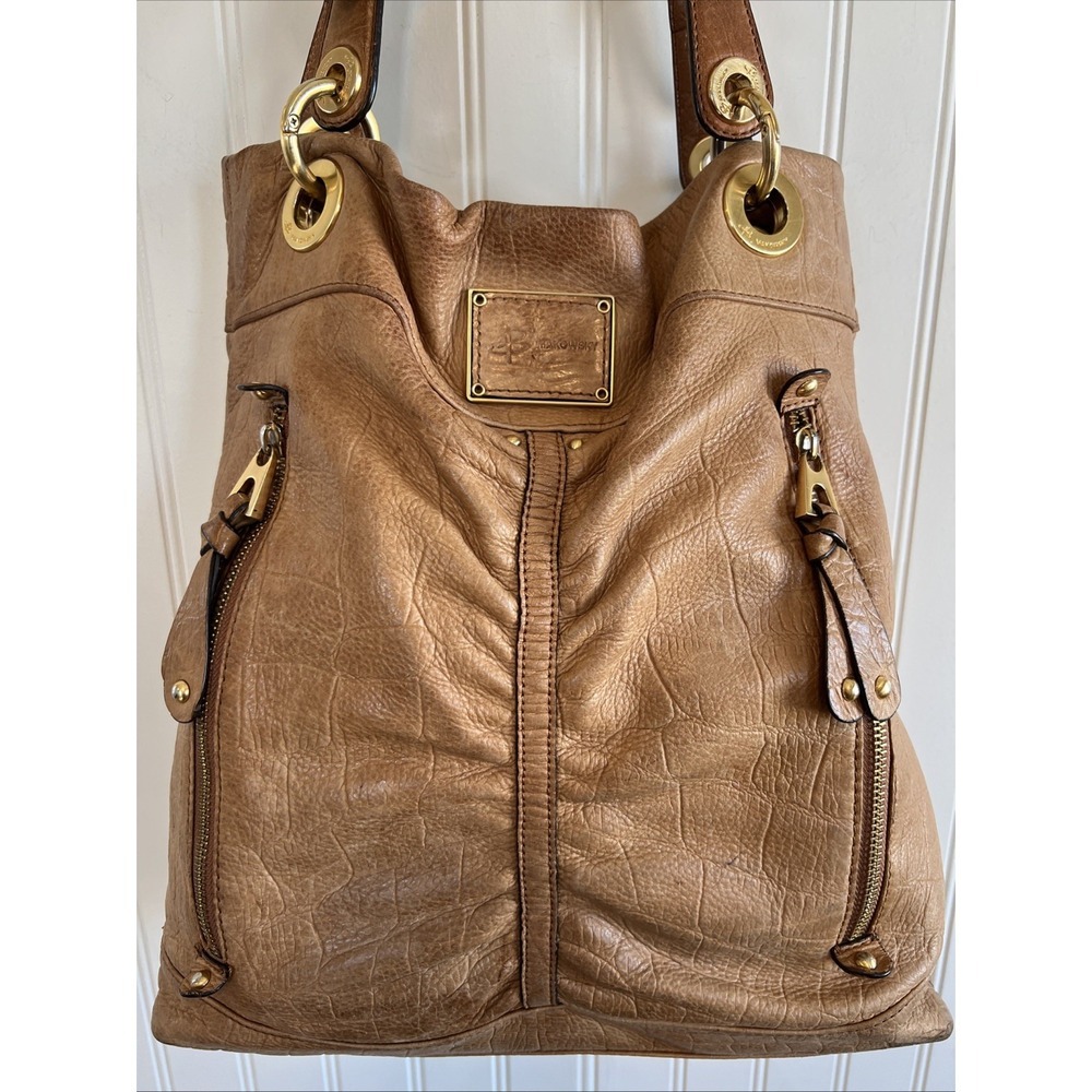 B Makowsky Camel Handbag Purse Animal Print Leather VTG Y2K - Picture 2 of 12